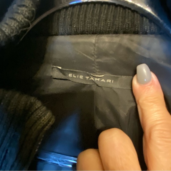 ELIE TAHARI Black Corduroy 2- Layer Zip Bomber Coat Jacket - SZ Medium - Picture 13 of 16